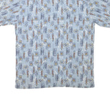 OP Mens Blue Short Sleeve Shirt XL Cotton Blend Beach Print Casual