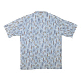 OP Mens Blue Short Sleeve Shirt XL Cotton Blend Beach Print Casual