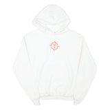 CHAMPION Mens White Pullover Hoodie M Cotton Blend Logo Print