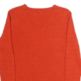 NAUTICA Womens Orange Patterned V-Neck Jumper Cotton Knit M Casual Stylish