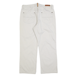 TIMBERLAND Mens Cotton Regular Straight White Trousers W36 L30 Casual Zip