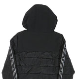 CHAMPION Mens Black Zip Jacket XS Polyester Blend Puffer Logo Tape Hooded