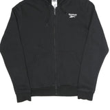 REEBOK Womens Black Cotton Blend Full Zip Hoodie S Gym Sports Casual Sweatshirt