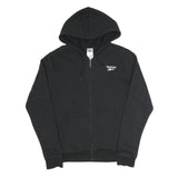 REEBOK Womens Black Cotton Blend Full Zip Hoodie S Gym Sports Casual Sweatshirt