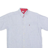 TOMMY HILFIGER Mens Blue & White Check Shirt S Short Sleeve Button Casual