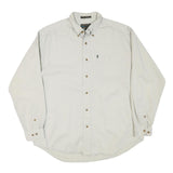 COLOURS Mens White Casual Cotton Blend Button Down Shirt L Long Sleeve