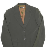 Womens Green Plain Button Jacket UK 8 Polyester Blend Classic Tailored