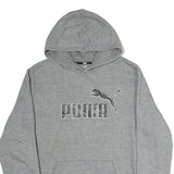 PUMA Mens Grey Hoodie L Cotton Pullover Sweatshirt Logo Front Pocket