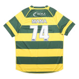 CANTERBURY Mens Green & Yellow Rugby Style 2XL Short Sleeve V-Neck Functional