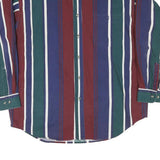RED EYE Mens Blue Green & Maroon Stripe Shirt L Button-Down Cotton Blend Casual