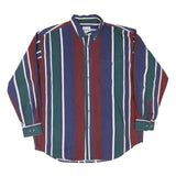 RED EYE Mens Blue Green & Maroon Stripe Shirt L Button-Down Cotton Blend Casual