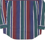 RED EYE Mens Blue Green & Maroon Stripe Shirt L Button-Down Cotton Blend Casual