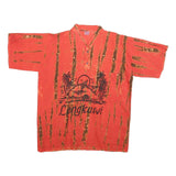 RANI'S Mens Red & Brown Langkawi Cotton Blend Shirt M Summer Casual Beachwear