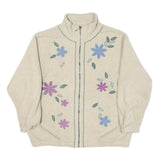 ALFRED DUNNER Womens Cream Jacket S Polyester Blend Floral Zip Front