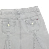 TOMMY HILFIGER Womens Grey Mini Cotton Blend Flare Skirt S Denim Casual