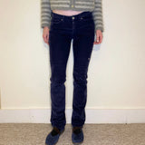 Rifle Cord Trousers - 30W UK 8 Navy Cotton