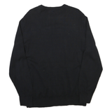 NAUTICA Mens Black & Grey Plain Cotton Crew Neck Jumper L Casual Classic Knit