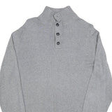 TOMMY HILFIGER Mens Grey Patterned Jumper Button Neck Basic Knit L Cotton Blend