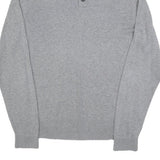 TOMMY HILFIGER Mens Grey Patterned Jumper Button Neck Basic Knit L Cotton Blend