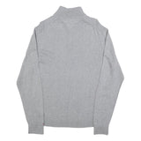 TOMMY HILFIGER Mens Grey Patterned Jumper Button Neck Basic Knit L Cotton Blend