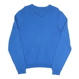 BOSS HUGO BOSS Mens Blue Plain V-Neck Basic Knit Jumper S Cotton Blend