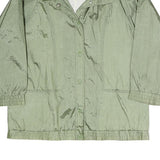 Womens Green Lightweight Button Polyester Blend Casual Jacket L Plain Relaxed