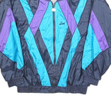 CEFIRO Mens Blue & Purple Polyester Blend Jacket M Zip Athletic Casual Retro