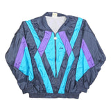 CEFIRO Mens Blue & Purple Polyester Blend Jacket M Zip Athletic Casual Retro