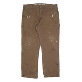 DICKIES Mens Relaxed Brown Cotton Blend Workwear Trousers W40 L32 Durable Fit