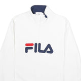 FILA Mens White 1/4 Zip M Cotton Blend Sweatshirt Pullover Logo