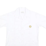 GUAYABERA Mens White Short Sleeve Cotton Blend Shirt M Classic Formal Guayabera