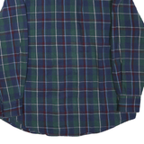 NORTH CREST Mens Blue Green Check Shirt L Cotton Blend Casual Button Front