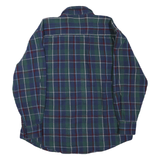 NORTH CREST Mens Blue Green Check Shirt L Cotton Blend Casual Button Front