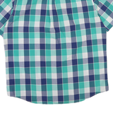 CHAPS Mens Blue & Green Check Shirt L Cotton Blend Button-Down Collar Short