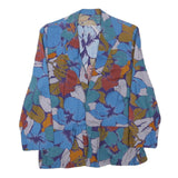 Womens Blue & Green Floral Cotton Blend Jacket XXS Woven Relaxed Fit