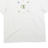 CHAMPION Womens White Graphic T-Shirt L Short Sleeve Crew Neck Cotton Blend