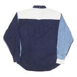 URGENT GEAR Mens Blue & White Striped Shirt M Button-Down Collar Casual Cotton