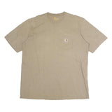 CARHARTT Mens Beige Pocket T-Shirt XL Short Sleeve Crew Neck Classic Cotton