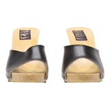 Peep Toe Heels Black Leather Womens UK 3