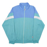 CAMPOGNOLO Mens Blue & Aqua Zip Jacket L Acrylic Blend Colourblock Sport Casual