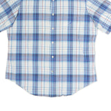 NAUTICA Mens Blue Check Shirt L Cotton Short Sleeve Casual Summer