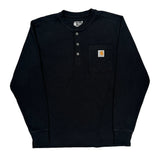 Carhartt Henley Long Sleeve T-Shirt - Medium Black Cotton