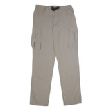 BIG PACK Mens Beige Regular Fit Drawstring Cargo Trousers W30 L34 Outdoor Casual