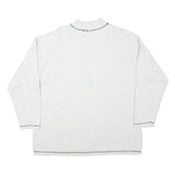 Womens White Sweatshirt Mock Neck L Printed Graphic Cotton Blend Casual