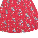 SAG HARBOR Womens Red Floral A-Line Knee Length Cotton Blend Skirt L Button