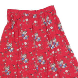 SAG HARBOR Womens Red Floral A-Line Knee Length Cotton Blend Skirt L Button