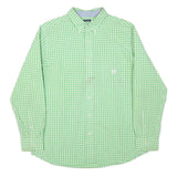 CHAPS Mens Green & White Check Shirt L Classic Button-Down Collar Long Sleeve