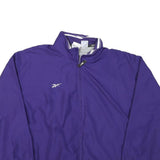 REEBOK Mens Purple & White Track Jacket L Polyester Blend Plain Zip Athletic