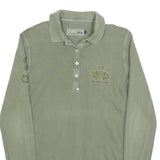 LA MARTINA Womens Green Long Sleeve Plain Polo Shirt XS Cotton Blend