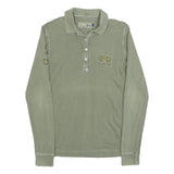LA MARTINA Womens Green Long Sleeve Plain Polo Shirt XS Cotton Blend